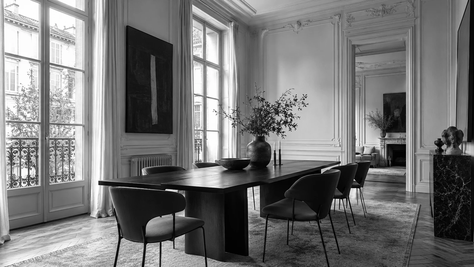 Appartement Saint-Germain, architecture intérieure en noir et blanc