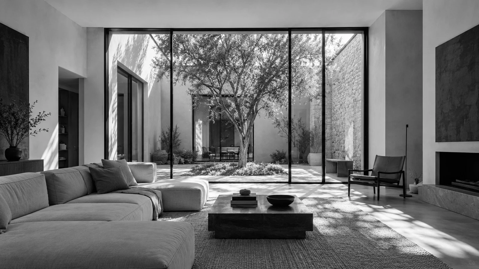 Maison Sceaux, architecture intérieure en noir et blanc