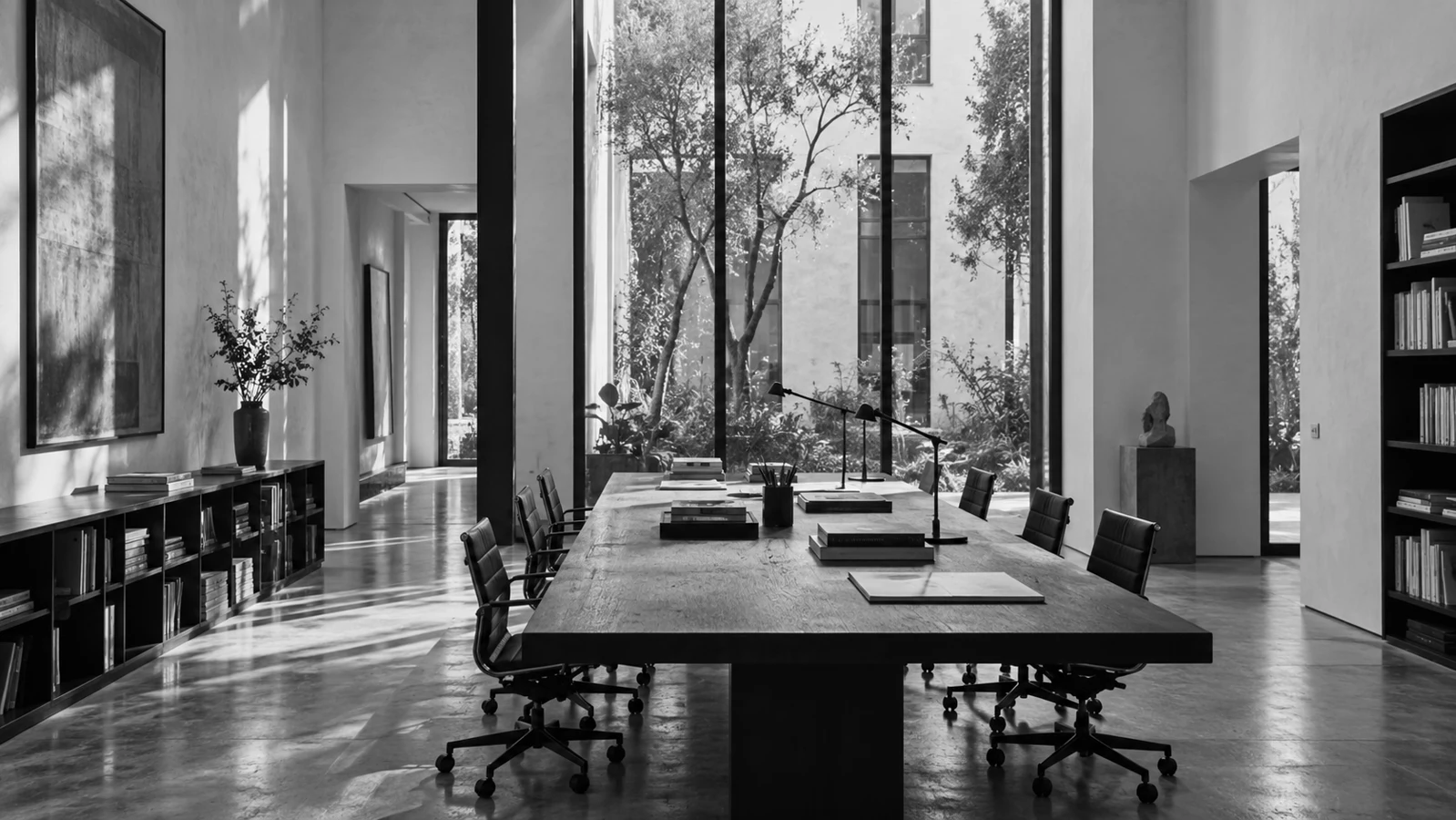 Bureau République, architecture intérieure en noir et blanc
