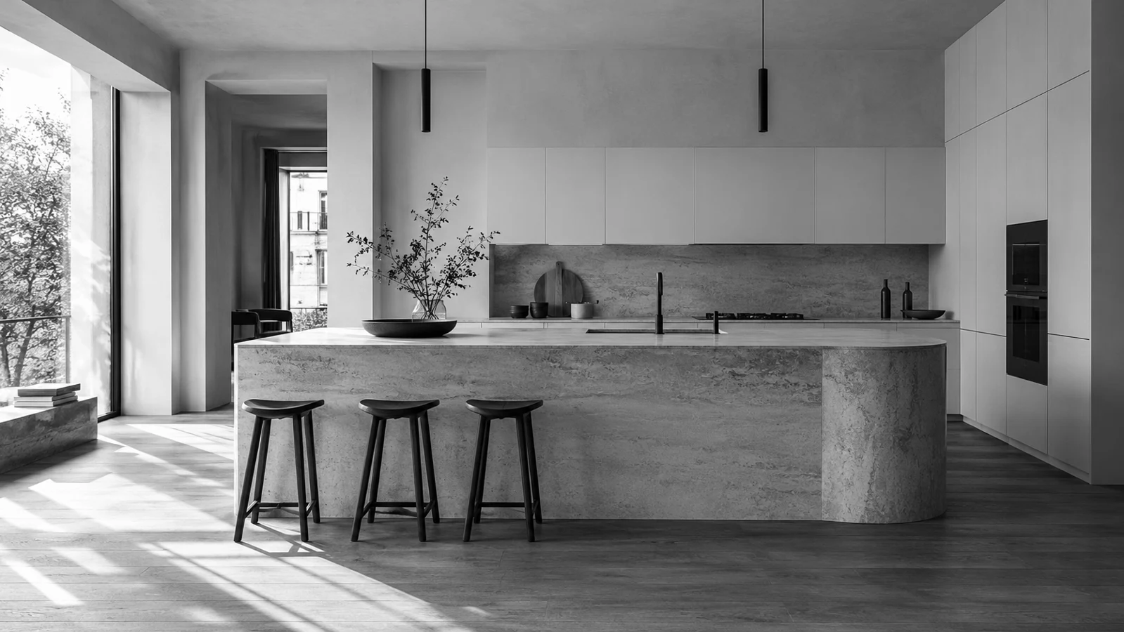 Appartement Passy, architecture intérieure en noir et blanc
